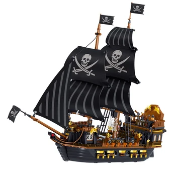 Piratii din Caraibe Nava MOC 1235Pcs Model Blocuri Caramizi Jucării Craniu Aventura Furtuna Dumnezeu fără Adăpost de Învățământ