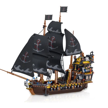 Piratii din Caraibe Nava MOC 1235Pcs Model Blocuri Caramizi Jucării Craniu Aventura Furtuna Dumnezeu fără Adăpost de Învățământ