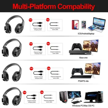 Căști fără fir Bluetooth Joc Cască Pliabilă Stereo Gaming Căști 350mAh Cu Microfon de 3,5 mm Jack Cablu Pentru Telefon