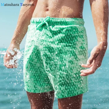 Noul Magice Schimba Culoarea pantaloni Scurți de Plajă Bărbați slip de baie Costume de baie Uscat Rapid costume de Baie barbati board shorts pentru Bărbați îmbrăcăminte