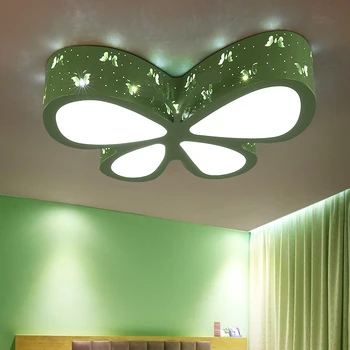 Modern scurtă dormitor pentru copii fluture colorat gol fier LED lampă de plafon home deco sala de mese acrilice lumina plafon