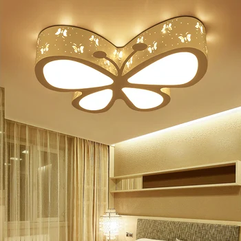 Modern scurtă dormitor pentru copii fluture colorat gol fier LED lampă de plafon home deco sala de mese acrilice lumina plafon