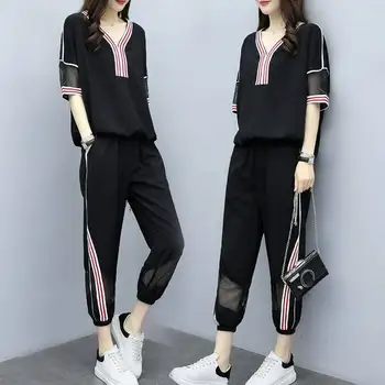 Plus dimensiune femei costume noi pentru femei biciclete 2020 liber de vară costum de sport versiunea coreeană vrac moda două bucata set pentru femei