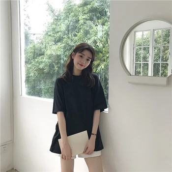 Tricou de Culoare Solidă Bază Tricou Femei Casual, O-neck Harajuku Vara de Top de sex Feminin coreeană Alb Tricou Streetwear Haine M-XXXL
