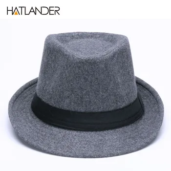HATLANDER Clasic solid Bărbați Tata pălării fedora pentru Domn de lână Jazz biserica capac femei pălării de iarnă simțit billycock pălărie de top