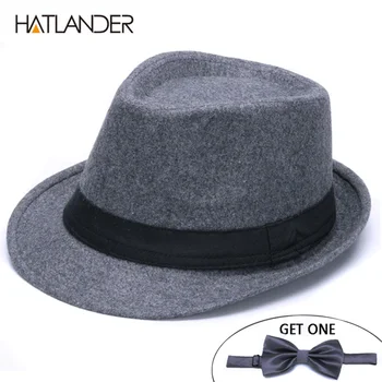 HATLANDER Clasic solid Bărbați Tata pălării fedora pentru Domn de lână Jazz biserica capac femei pălării de iarnă simțit billycock pălărie de top