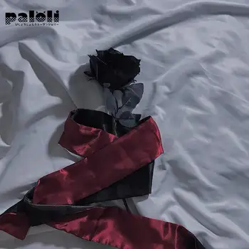 Paloli Paloli Sexy Negru Și Roșu de Mătase Satin Masca de Ochi Cătușele Robiei Matasoasa față-verso de Seductie Pentru Cupluri de A Flirta