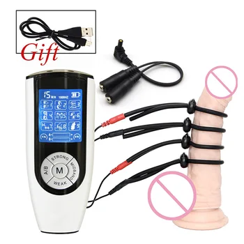 Șoc Electric Kit Incarcare USB Host Stimularea Electrică Penis Inel de Fizioterapie Inel de Penis Penis Extinde Jucarii Sexuale Pentru Bărbații Gay