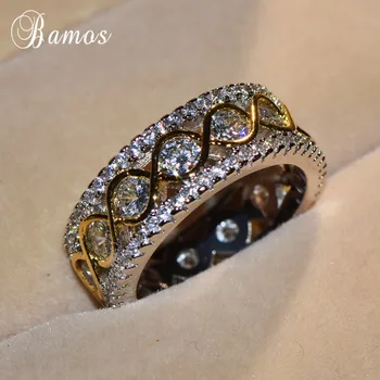 Bamos Rafinat De Aur Și Argint De Culoare Promit Inele Inel Infinit Bijuterii De Epocă De Lux, Verighete Pentru Femei