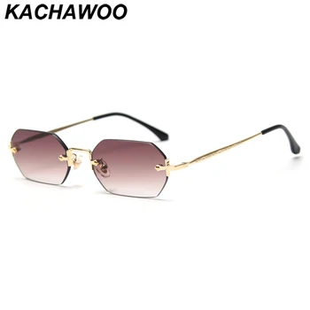 Kachawoo vintage ochelari fără ramă de sex feminin octogonal maro albastru ochelari de oameni de metal dreptunghiulară poligon populare de primăvară