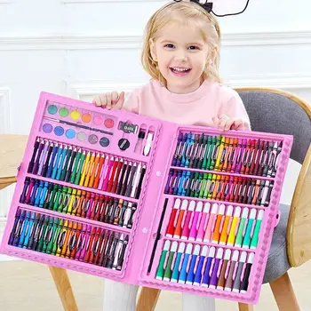 208PCS Copii, Copii de Colorat Creion Artist Kit Set Pictura Creion Marker Stilou Perie Instrumente de Desen Set Gradinita Consumabile Copii