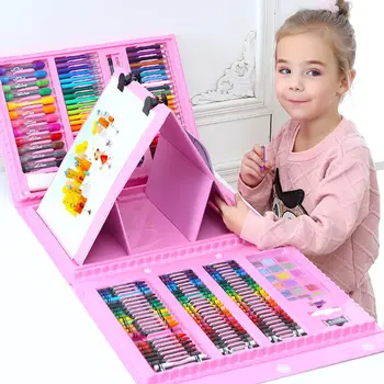 208PCS Copii, Copii de Colorat Creion Artist Kit Set Pictura Creion Marker Stilou Perie Instrumente de Desen Set Gradinita Consumabile Copii