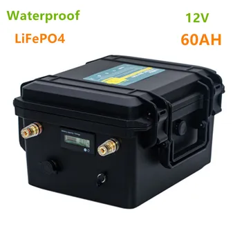 Lifepo4 12V 60AH litiu baterie rezistent la apa DC12V 60ah LiFePO4 baterie cu incarcator de 10A pentru LED-uri,coș de Golf,，etc