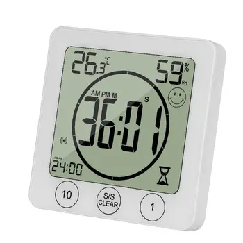 LCD Baie Ceas de Perete Temperatura Umiditate Numărătoarea inversă Impermeabil Duș Timer