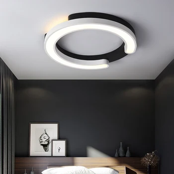 Alb negru Plafon Candelabru pentru Dormitor sufragerie Hol Luciu Rotund Candelabru cu telecomanda Estompat Candelabru Modern