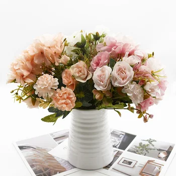 1 buchet din 7 furci de Mătase flori Buchet de Trandafiri, decor Acasă Diy Vaze decor Nunta bunuri de vacanță flori Artificiale Bonsai