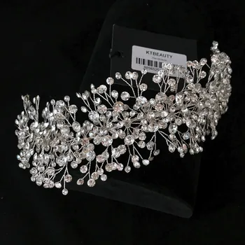 Stras Argint Personalizat trupa Tiara lucrate Manual Moda Hairband Royal Mireasa Nunta Dressing Coroana Accesorii Femei, Bijuterii