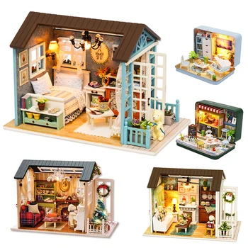 Casă de păpuși în Miniatură DIY casă de Păpuși, Cu Mobilier din Lemn, Casa de Jucarii Pentru Copii Cadou de Ziua Z007