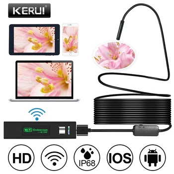 KERUI WIFI Endoscop cu Camera HD 1200P 8mm Obiectiv Greu de Cablu Mini Camera de Inspecție IP68 rezistent la apa IOS Android App Telefon Endoscop