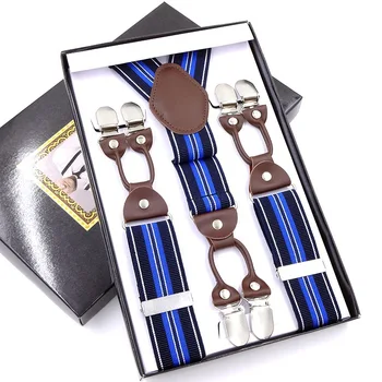 Moda Bretele de Lux Bretele 6 Clipuri de Piele portjartier Curele 115cm Lungime Stil Masculin Cadou pentru Tatăl/soțul Cutie de Cadou
