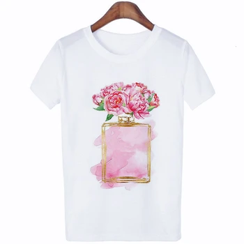 Flori proaspete Sticla de Parfum de T-shirt Femei Harajuku Gotic Stil coreean Estetice Plus Dimensiune Maneca Scurta din Bumbac Streetwear Îmbrăca