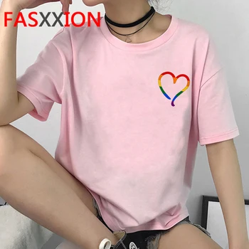 Lgbt Harajuku Curcubeu Tricou Femei Ullzang Gay Pride T Shirt Graphic Lesbiene Desen Animat De Imprimare Tricou Stil Coreean De Top Teuri De Sex Feminin