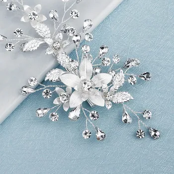 FORSEVEN Handmade Argint Culoare Perla de Cristal Nunta Piepteni de Flori de Mireasa Caciula Femei Mireasa Accesorii de Par, Bijuterii