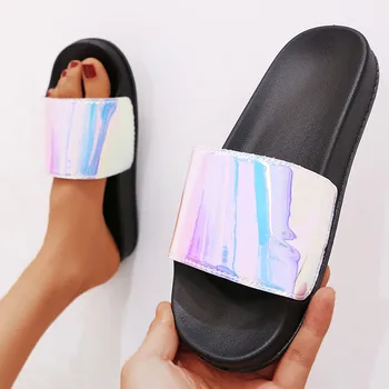 Vara New Sosire Moda pentru Femei Papuci cu fund Plat Sandale de Imprimare Usoare Modele de sex Feminin#g30