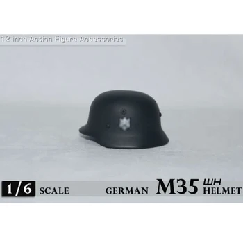 1/6 Zeul Razboiului model juca DML Dragon City-al doilea RĂZBOI mondial Armata germană de Black Metal M35 Wehrmacht-ului Casca cu logo-ul de 12 inch acțiune fig
