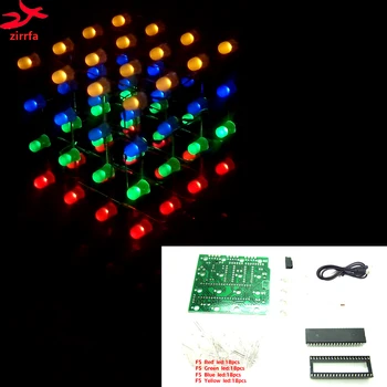 Livrare gratuita LED DIY KIT 3d 4 multicolor de Lumină cubeeds Electronice DIY Kit 4X4X4