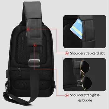 OZUKO Bărbați 9.7 inch Laptop afaceri geantă de umăr, Crossbody sac mare capacitate impermeabil în aer liber USB de încărcare de sex masculin sling bag