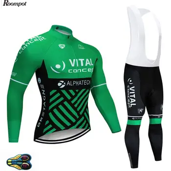 2020 Maneca Lunga Verde Concept VITAL Ciclism Jersey Set Ropa De Ciclismo Echipa Pro Îmbrăcăminte Biciclete MTB Biciclete Haine 20D Gel Pad