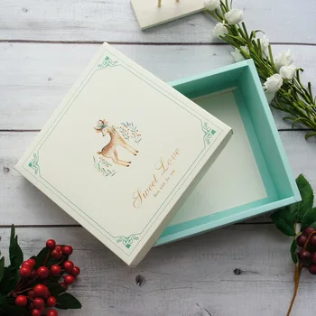 18.5*18.5*6cm 3set de iarnă albastru elan Hârtie de design Cutie + geanta ca Cookie bomboane de Ciocolată handmade Cadou Dulce de Crăciun utilizare