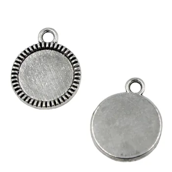 50pcs/lot Antic argint Camee/Sticla/Cabochon Rama bezel Setări, DIY-Accesoriu Pandantiv Charm,15x13mm(fit 10mm) K04500