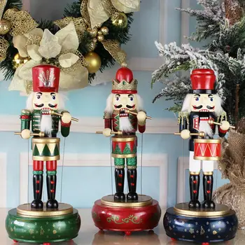 32cm Crăciun din Lemn spargatorul de Nuci Music Box Ornamente Mobile Soldat Pentru a Crea O Atmosferă de Sărbătoare Pentru Decor Acasă