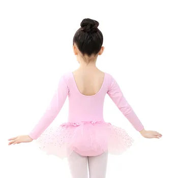 Fete Balet Tutu Dress Copii Copii Gimnastica Costume Naționale Stil Maneca Lunga Papion Tul De Jos Atletic Dans Uzura