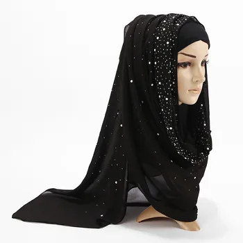 2019 Musulman Geometrice Femei De Moda De Vară Moale Șifon Simplu Hijab Eșarfă Femme Musulmani Șaluri Vălului Islamic