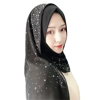 2019 Musulman Geometrice Femei De Moda De Vară Moale Șifon Simplu Hijab Eșarfă Femme Musulmani Șaluri Vălului Islamic