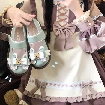 Lolita cap rotund fund gros superficial gura colegiul stil Lolita mici pantofi din piele Pentru Japonezi Loli dulce pantofi