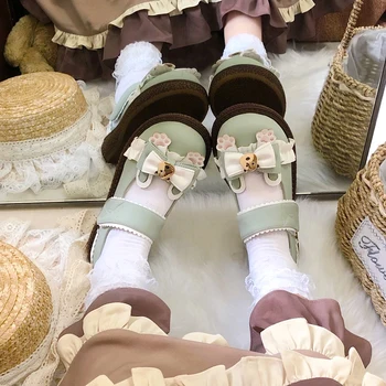 Lolita cap rotund fund gros superficial gura colegiul stil Lolita mici pantofi din piele Pentru Japonezi Loli dulce pantofi