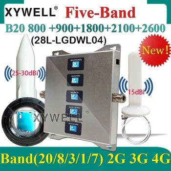 Cinci-Band B20 800 900 1800 2100 2600 Telefonul Celular Boosetr Patru-Band GSM Repeater 2G 3G 4G Celular Amplificator LTE, WCDMA DCS