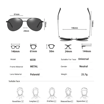 YSYX Nouă Bărbați ochelari de Soare polarizat de moda Clasic de Brand pilot în aer liber Ochelari de Soare UV400 Ochelari de Călătorie de Pescuit Bărbați gafas 6038