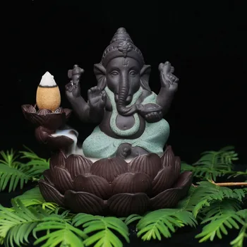 Ceramica de retenție arzător de tămâie elefant dumnezeu tămâie bază de decor acasă ganesha nisip violet figurine de lemn de santal