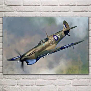Raaf avion supermarine spitfire mk v luptător ww2 militare camera de zi acasă de arta de perete decor panza tesatura de matase poster KM914