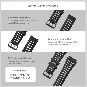 Amazfit Piele Silicon Piele Flouororubber Curea 20mm/22mm Accesorii Originale pentru Smartwatch