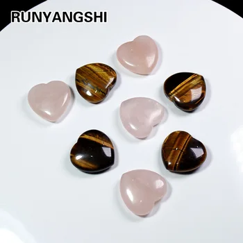 Runyangshi 1 buc 30mm Naturale in Forma de Inima de Piatră a Crescut de Cuarț galben ochi de tigru de Cristal Sculptate de Palmier Dragoste de Vindecare de Pietre pretioase