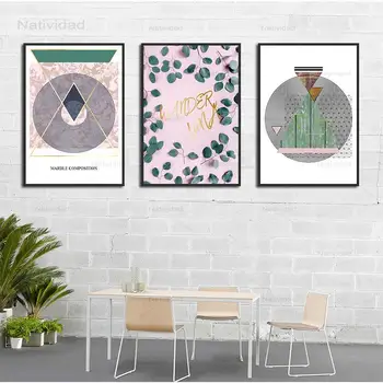 Rezumat Panza Pictura Roz, Verde și Negru Modele de Postere de Arta de Perete Imagini de Marmură Compoziția Living Decorative