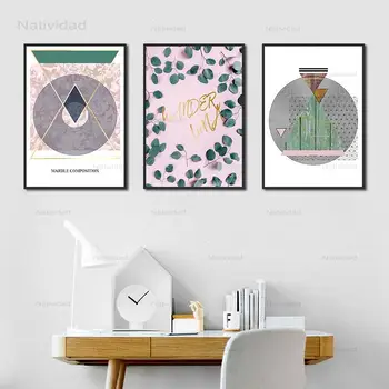 Rezumat Panza Pictura Roz, Verde și Negru Modele de Postere de Arta de Perete Imagini de Marmură Compoziția Living Decorative