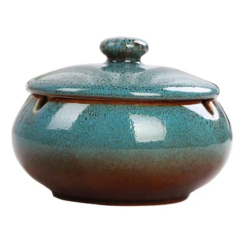 Grădină Ceramice Scrumiera cu Capac Piscină Interioară 5 Culori Disponibile, 3.15 inch Înălțime 4.33 inch Diametru
