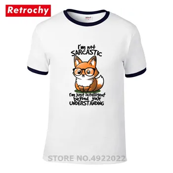 Amuzant gluma negru smart fox tricou Barbati hip hop casual joc de cuvinte sarcasm sarcastic tocilar tricou homme Summer pre-bumbac t-shirt camisa